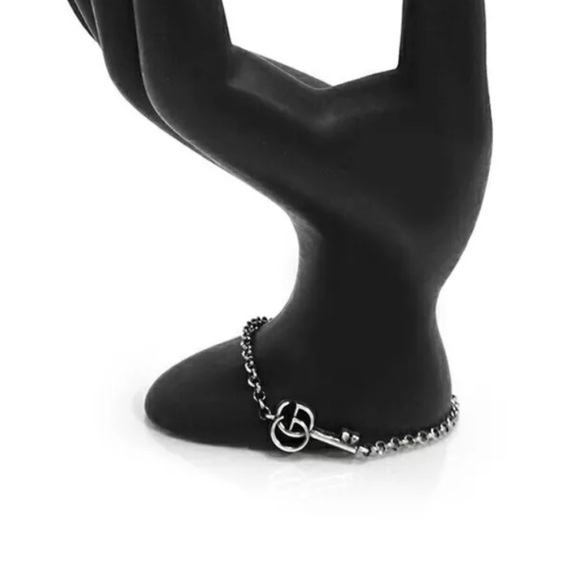 GUCCI: Sterling Silver, "GG" Marmont Key Motif Logo Bracelet 1482 - Picture 4 of 7